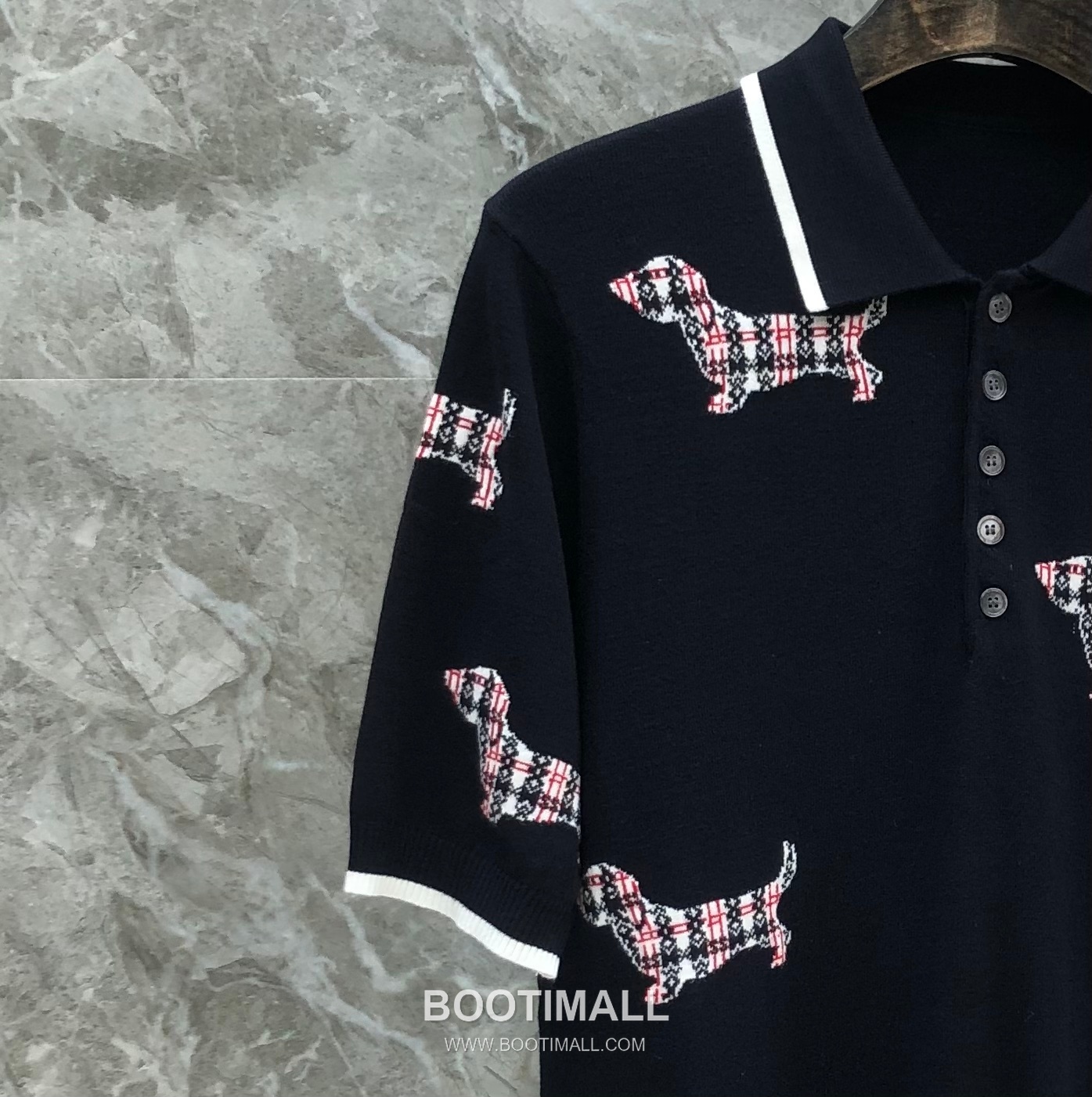 Thom Browne Jacquard Dog Collar Polo Knitted Cotton Gray Polo Shirt 톰브라운 자카드 도그 카라 폴로 니트 코튼 그레이 폴로 셔츠 69cm 3