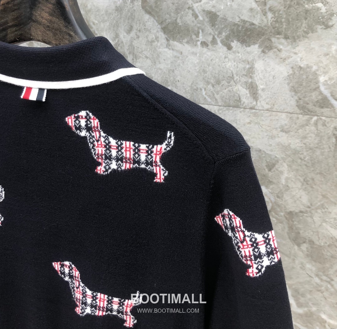 Thom Browne Jacquard Dog Collar Polo Knitted Cotton Gray Polo Shirt 톰브라운 자카드 도그 카라 폴로 니트 코튼 그레이 폴로 셔츠 69cm 4