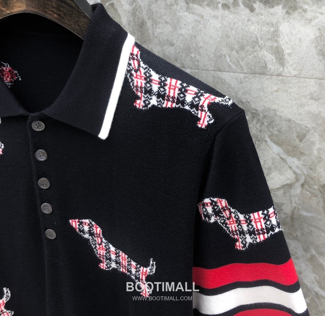 Thom Browne Jacquard Dog Collar Polo Knitted Cotton Gray Polo Shirt 톰브라운 자카드 도그 카라 폴로 니트 코튼 그레이 폴로 셔츠 69cm 5