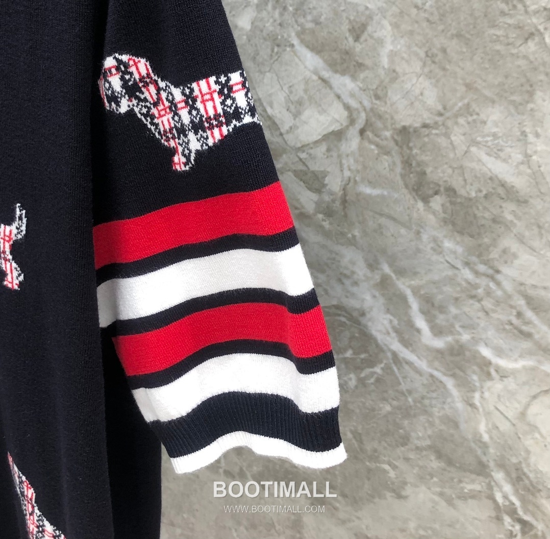 Thom Browne Jacquard Dog Collar Polo Knitted Cotton Gray Polo Shirt 톰브라운 자카드 도그 카라 폴로 니트 코튼 그레이 폴로 셔츠 69cm 6