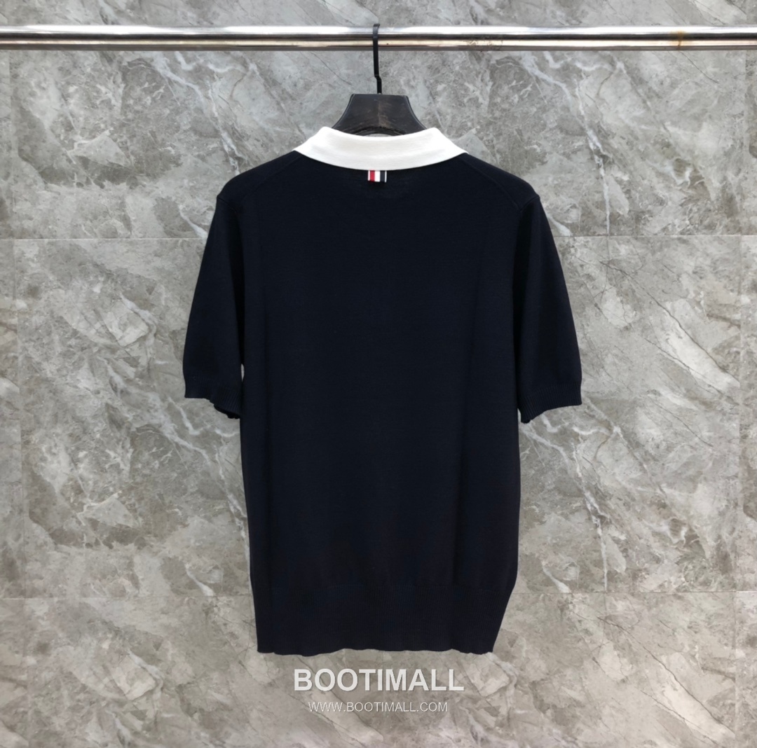 Thom Browne Contrast Collar Knit Polo Knitted Cotton Blend Gray Polo Shirt 톰브라운 배색 카라 니트 폴로 코튼 블렌드 니트 그레이 폴로 셔츠 69cm 8
