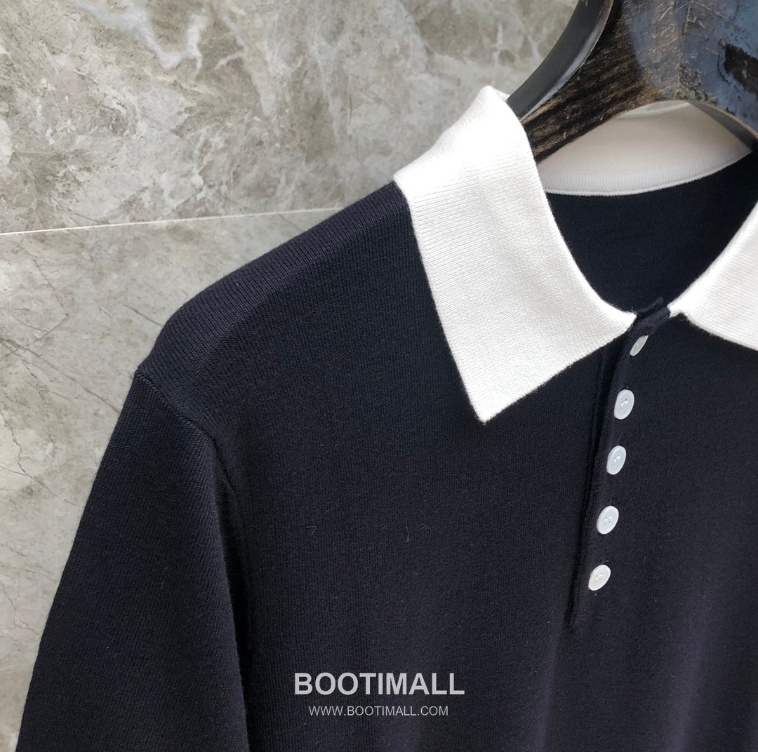 Thom Browne Contrast Collar Knit Polo Knitted Cotton Blend Gray Polo Shirt 톰브라운 배색 카라 니트 폴로 코튼 블렌드 니트 그레이 폴로 셔츠 69cm 9