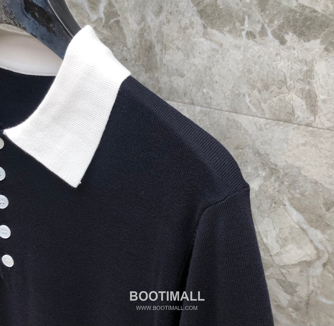 Thom Browne Contrast Collar Knit Polo Knitted Cotton Blend Gray Polo Shirt 톰브라운 배색 카라 니트 폴로 코튼 블렌드 니트 그레이 폴로 셔츠 69cm 11