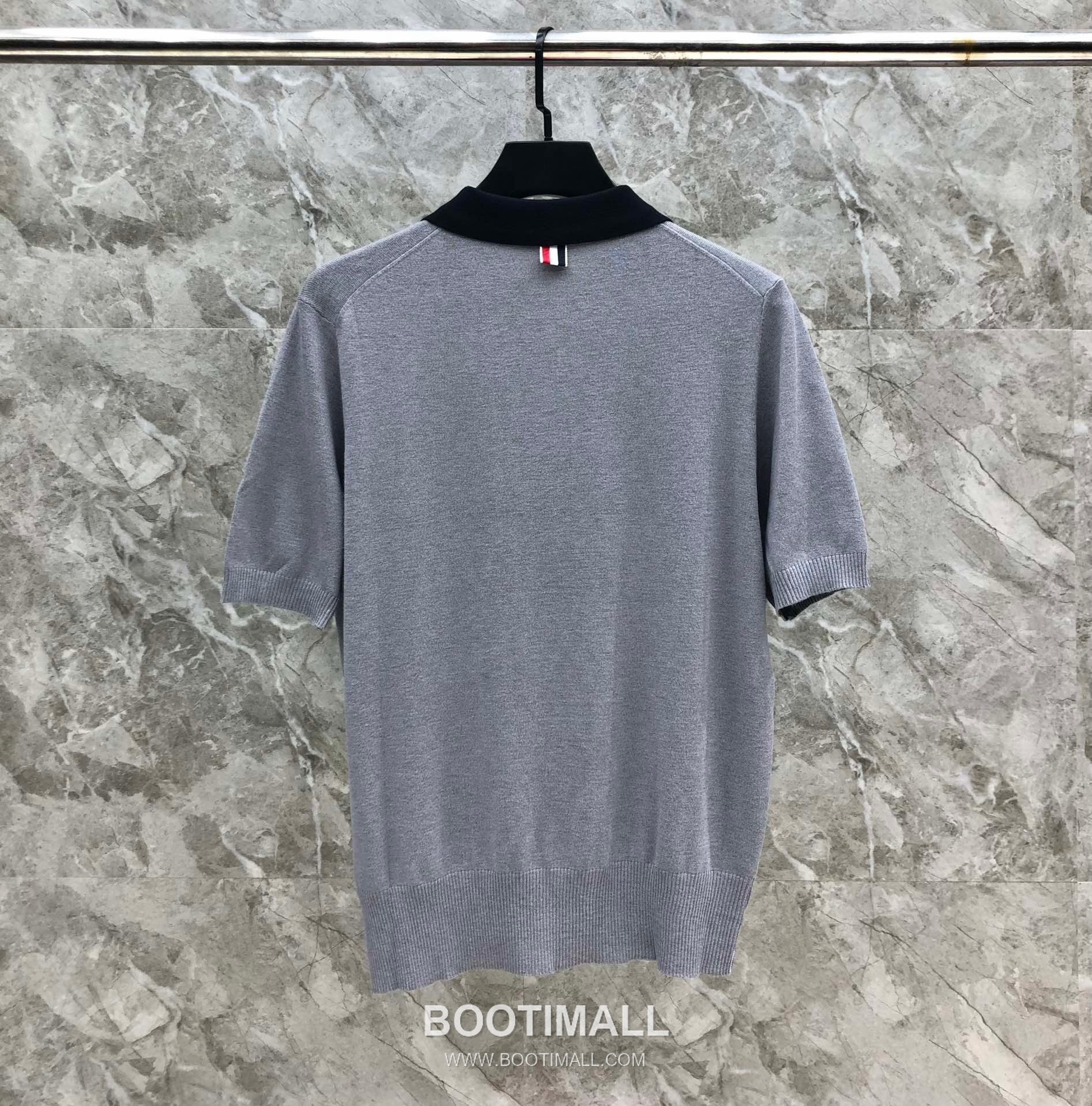 Thom Browne Contrast Collar Knit Polo Knitted Cotton Blend Gray Polo Shirt 톰브라운 배색 카라 니트 폴로 코튼 블렌드 니트 그레이 폴로 셔츠 69cm 2