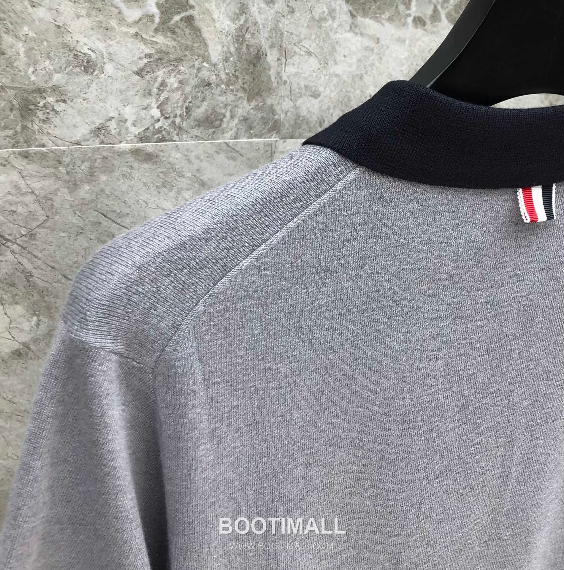 Thom Browne Contrast Collar Knit Polo Knitted Cotton Blend Gray Polo Shirt 톰브라운 배색 카라 니트 폴로 코튼 블렌드 니트 그레이 폴로 셔츠 69cm 4