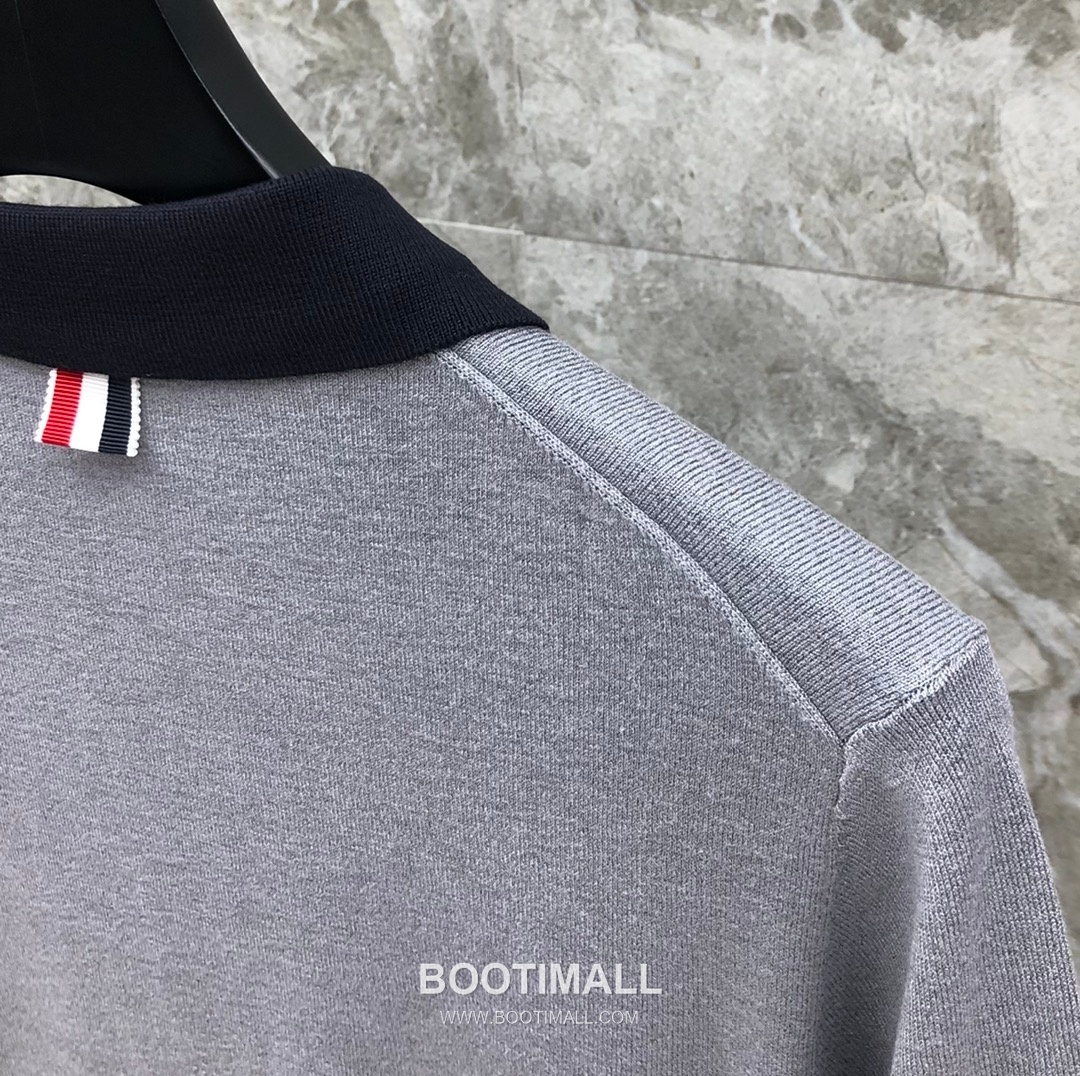 Thom Browne Contrast Collar Knit Polo Knitted Cotton Blend Gray Polo Shirt 톰브라운 배색 카라 니트 폴로 코튼 블렌드 니트 그레이 폴로 셔츠 69cm 6