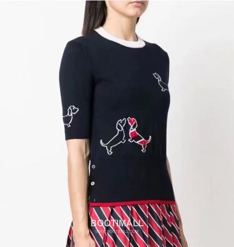 Thom Browne Dachshund Intarsia Crew Knit Tee Knitted Fabric Grey T-Shirt 톰브라운 닥스훈트 인타르시아 크루 니트 티 니트 원단 그레이 티셔츠 60cm -3 1