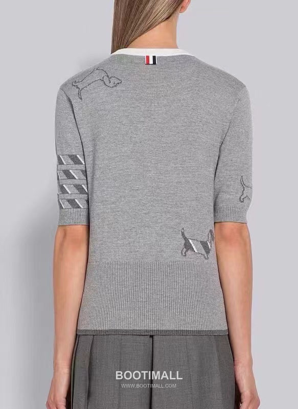 Thom Browne Dachshund Intarsia Crew Knit Tee Knitted Fabric Grey T-Shirt 톰브라운 닥스훈트 인타르시아 크루 니트 티 니트 원단 그레이 티셔츠 60cm -3 5