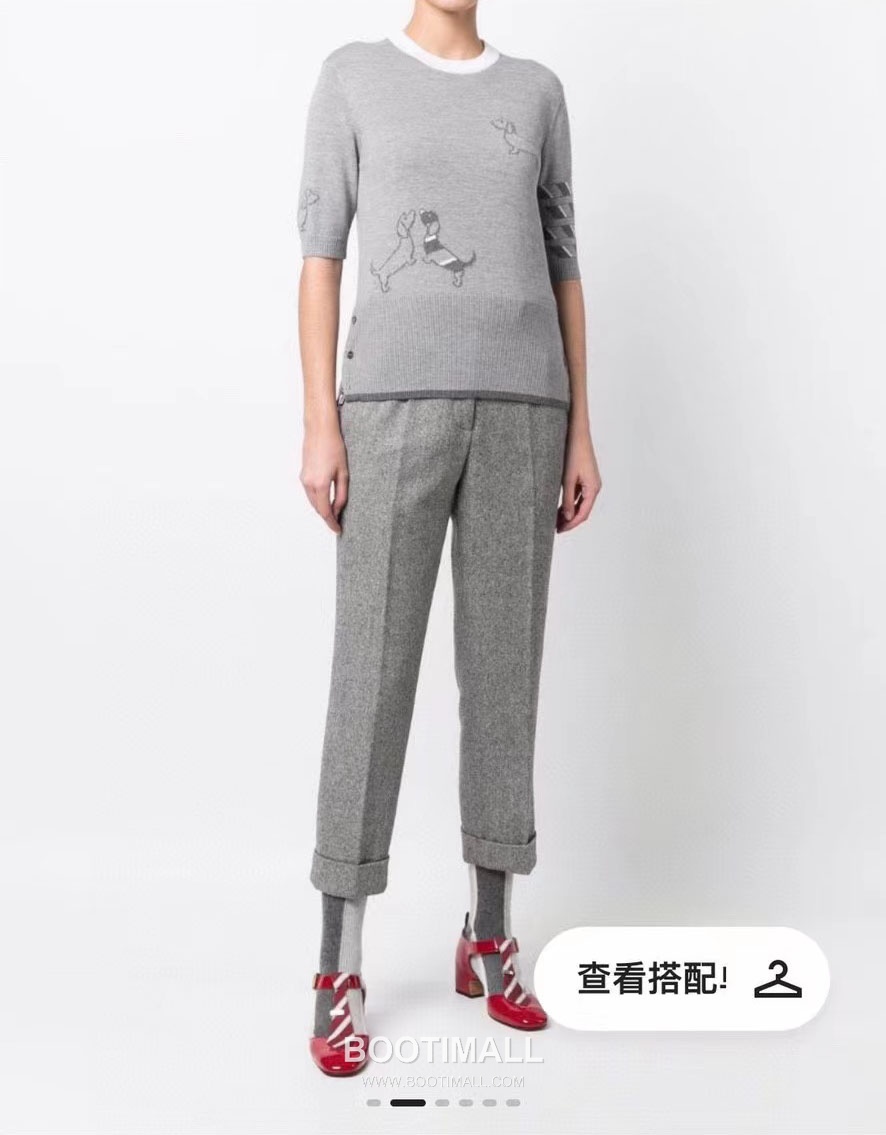 Thom Browne Dachshund Intarsia Crew Knit Tee Knitted Fabric Grey T-Shirt 톰브라운 닥스훈트 인타르시아 크루 니트 티 니트 원단 그레이 티셔츠 60cm -3 6