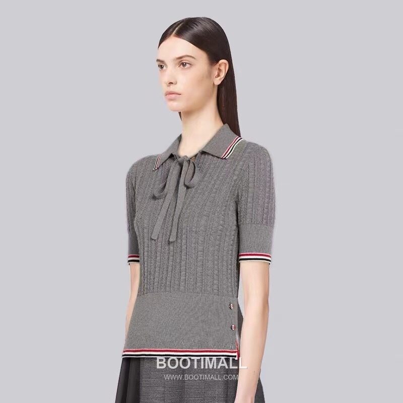 Thom Browne Bow Knit Short Sleeve White Knitwear 톰브라운 보우 니트 반소매 화이트 1