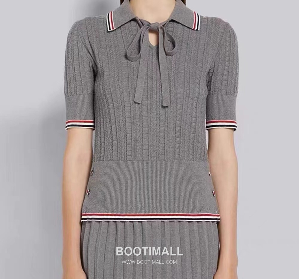 Thom Browne Bow Knit Short Sleeve White Knitwear 톰브라운 보우 니트 반소매 화이트 4