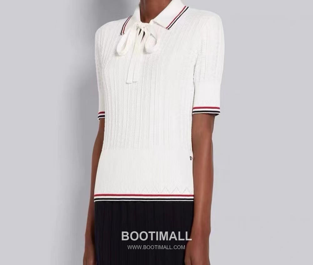 Thom Browne Bow Knit Short Sleeve White Knitwear 톰브라운 보우 니트 반소매 화이트 5