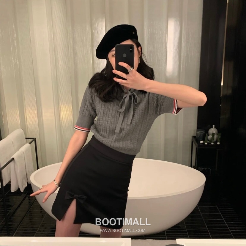 Thom Browne Bow Knit Short Sleeve White Knitwear 톰브라운 보우 니트 반소매 화이트 9