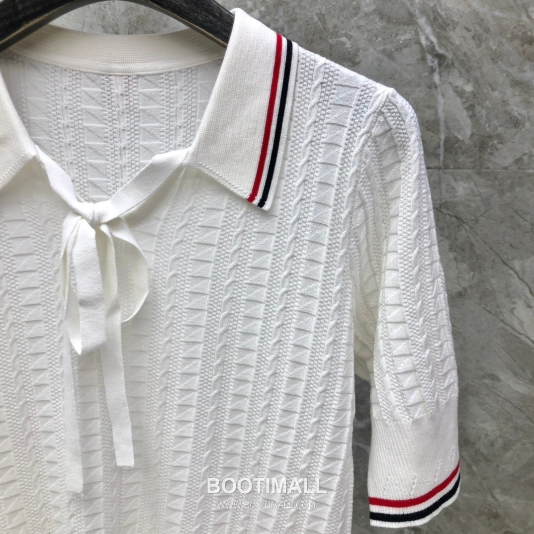 Thom Browne Bow Knit Short Sleeve White Knitwear 톰브라운 보우 니트 반소매 화이트 3