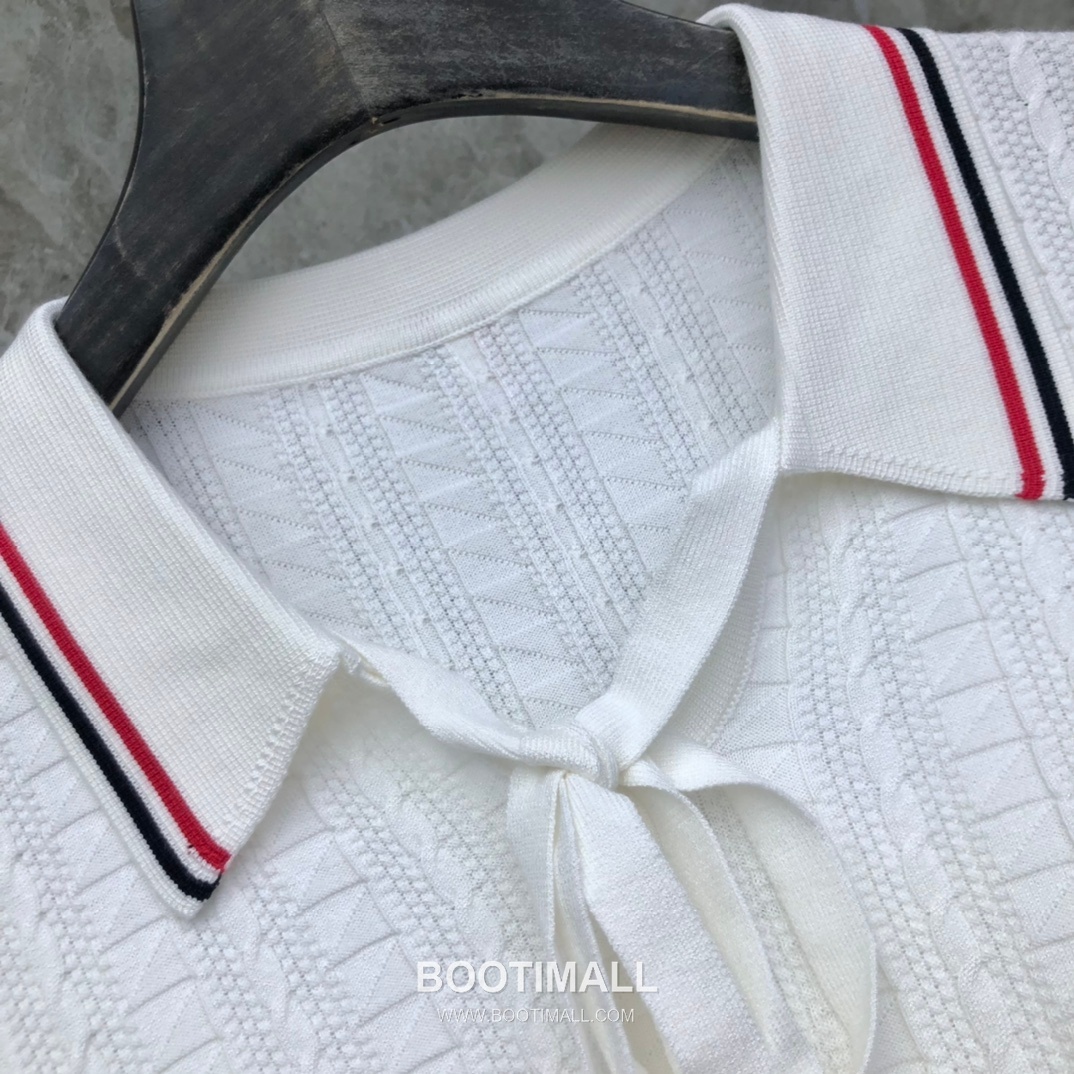 Thom Browne Bow Knit Short Sleeve White Knitwear 톰브라운 보우 니트 반소매 화이트 4