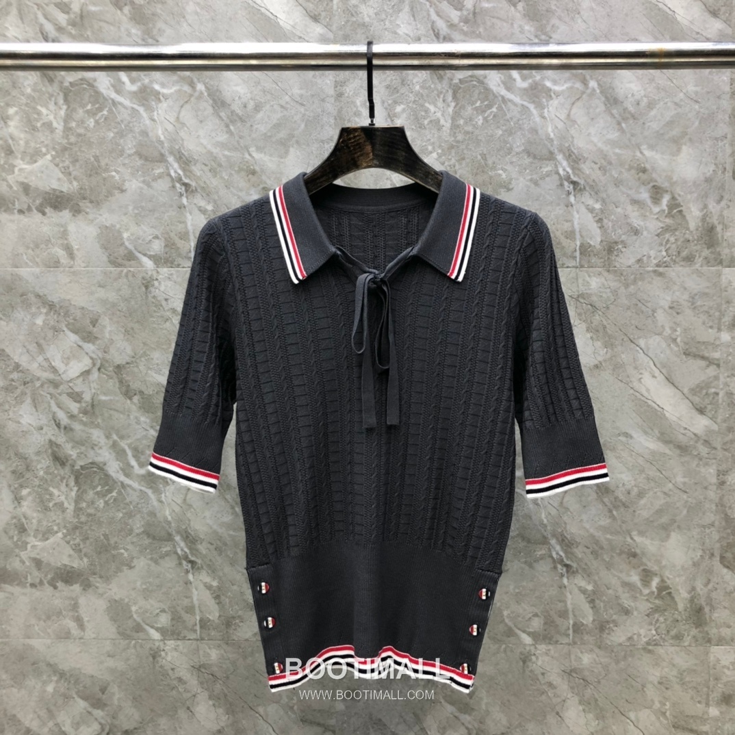 Thom Browne Bow Knit Short Sleeve White Knitwear 톰브라운 보우 니트 반소매 화이트 1