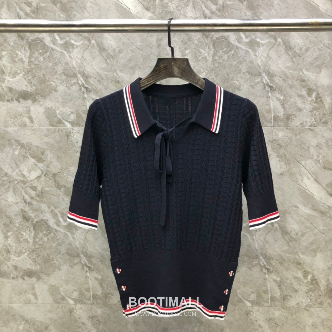 Thom Browne Bow Knit Short Sleeve White Knitwear 톰브라운 보우 니트 반소매 화이트 1