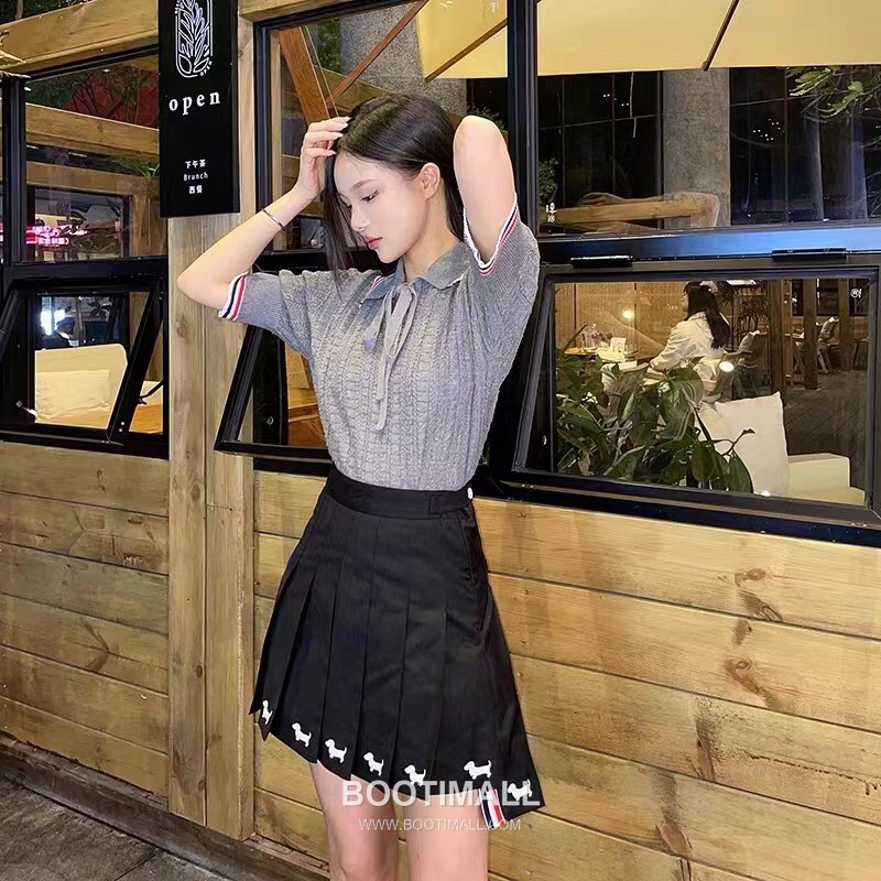 Thom Browne Dog Embroidery Pleated Skirt Grey 톰브라운 도그 자수 플리츠 스커트 그레이 6