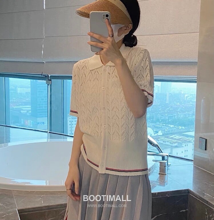 Thom Browne Cable Trim Short Cardigan Grey Knitwear 톰브라운 케이블 트림 반소매 가디건 그레이 니트 5