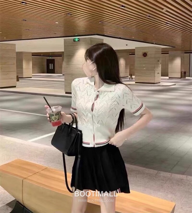 Thom Browne Cable Trim Short Cardigan Grey Knitwear 톰브라운 케이블 트림 반소매 가디건 그레이 니트 7