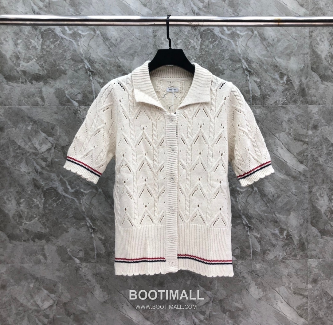 Thom Browne Cable Trim Short Cardigan Grey Knitwear 톰브라운 케이블 트림 반소매 가디건 그레이 니트 10