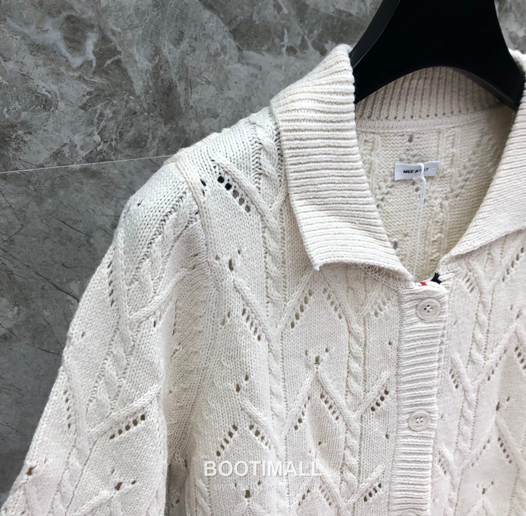 Thom Browne Cable Trim Short Cardigan Grey Knitwear 톰브라운 케이블 트림 반소매 가디건 그레이 니트 12