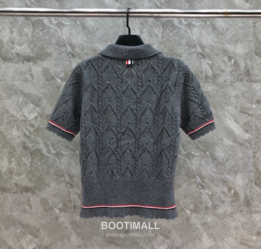 Thom Browne Cable Trim Short Cardigan Grey Knitwear 톰브라운 케이블 트림 반소매 가디건 그레이 니트 2