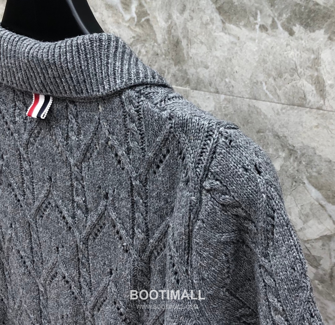 Thom Browne Cable Trim Short Cardigan Grey Knitwear 톰브라운 케이블 트림 반소매 가디건 그레이 니트 4