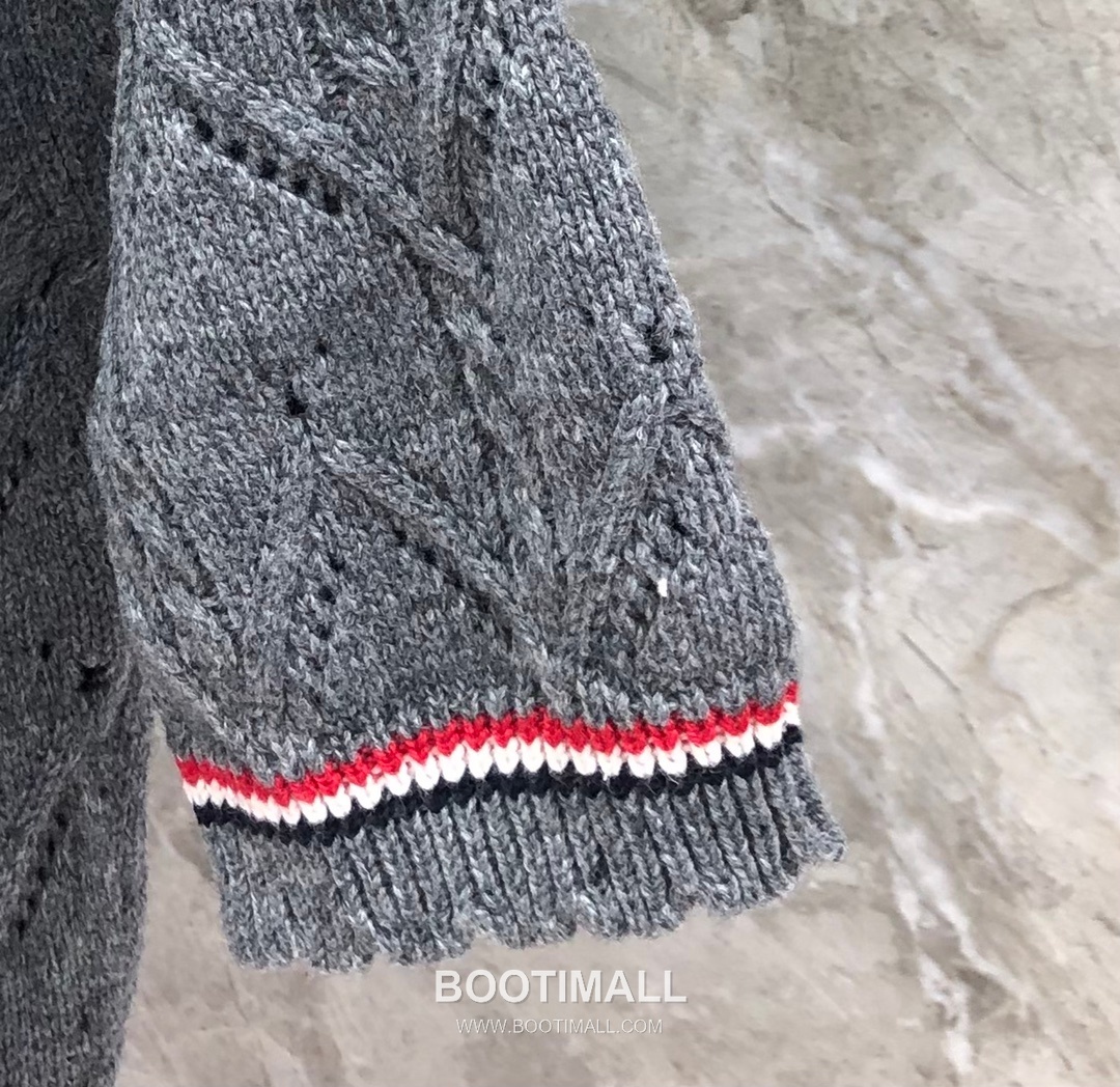 Thom Browne Cable Trim Short Cardigan Grey Knitwear 톰브라운 케이블 트림 반소매 가디건 그레이 니트 5