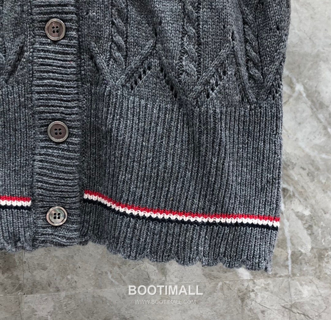 Thom Browne Cable Trim Short Cardigan Grey Knitwear 톰브라운 케이블 트림 반소매 가디건 그레이 니트 6
