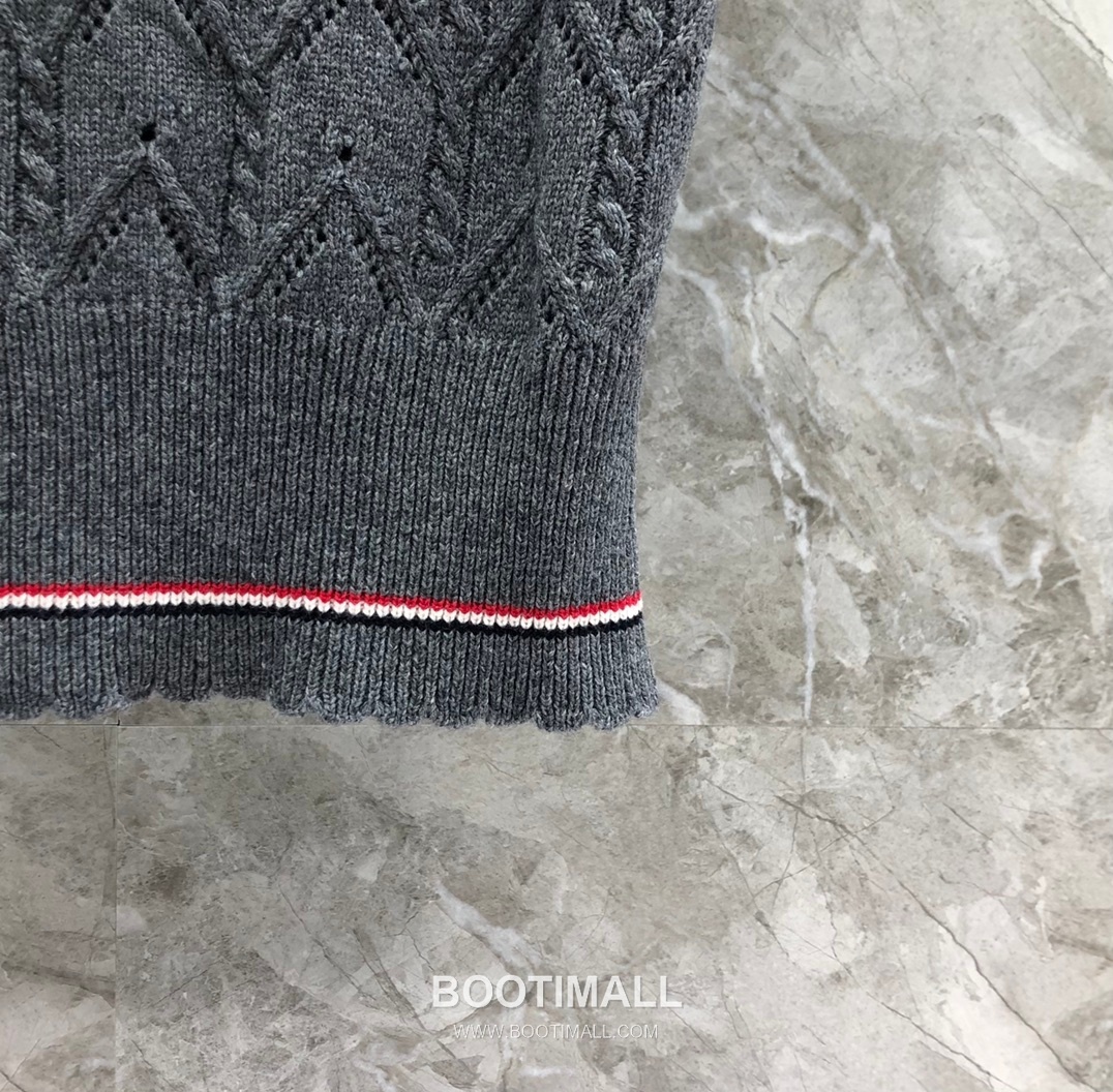 Thom Browne Cable Trim Short Cardigan Grey Knitwear 톰브라운 케이블 트림 반소매 가디건 그레이 니트 7