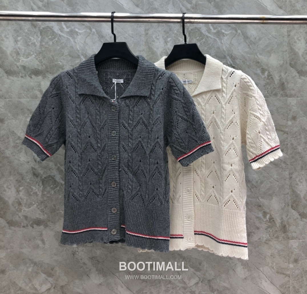Thom Browne Cable Trim Short Cardigan Grey Knitwear 톰브라운 케이블 트림 반소매 가디건 그레이 니트 9