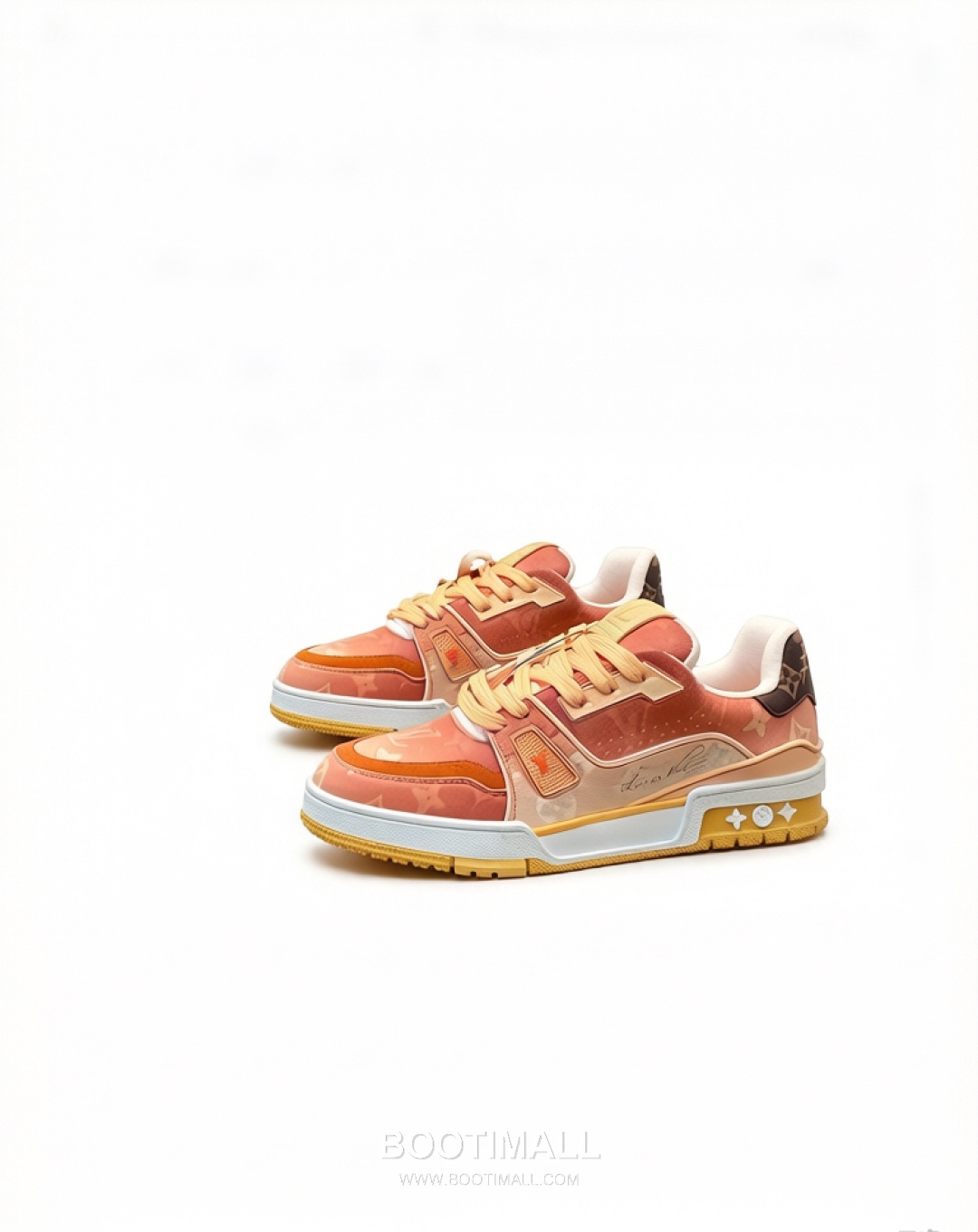 Louis Vuitton LV Trainer Monogram Low Sneaker Calfskin Leather Orange Sneakers 루이비통 LV 트레이너 모노그램 로우 스니커즈 송아지가죽 오렌지 1