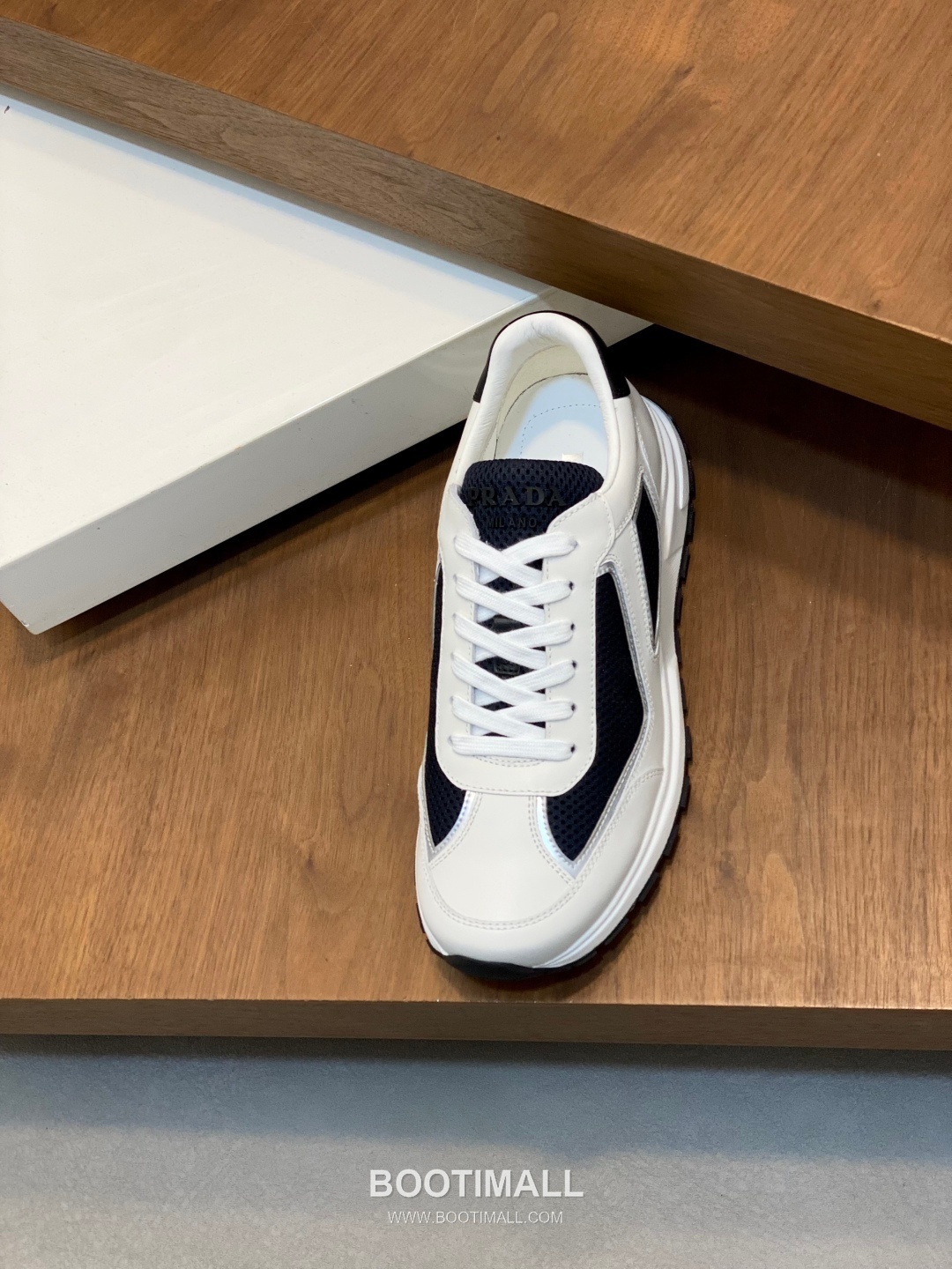 Prada Geometric Panel Runner Calfskin Mesh Khaki Sneakers 프라다 지오메트릭 패널 러너 송아지가죽 메쉬 카키 스니커즈 7