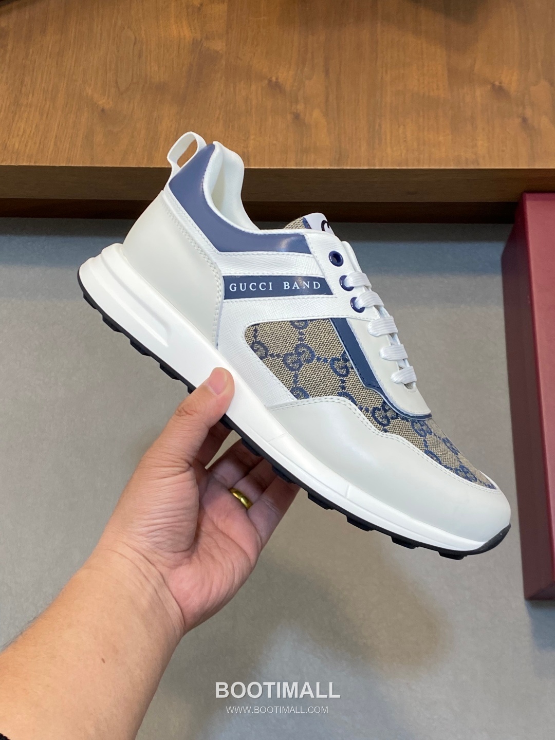 Gucci Signature Panel Low Sneaker Calfskin Fabric Brown Sneakers 구찌 시그니처 패널 로우 스니커즈 송아지가죽 패브릭 브라운 4