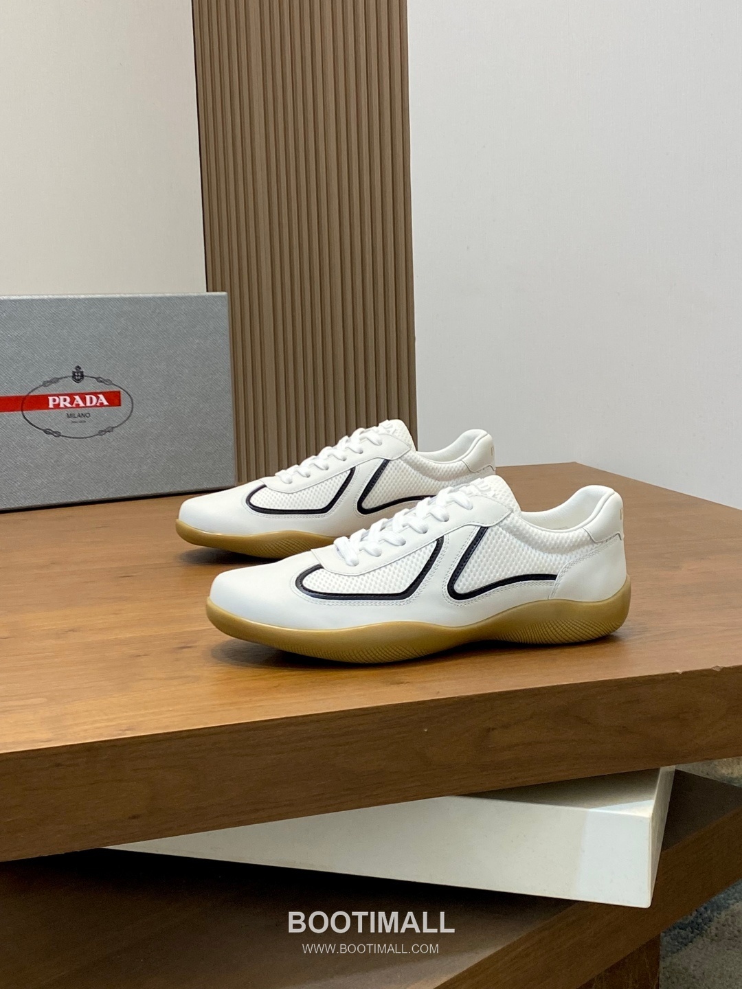 Prada Geometric Panel Runner Calfskin Mesh Khaki Sneakers 프라다 지오메트릭 패널 러너 송아지가죽 메쉬 카키 스니커즈 -9 3