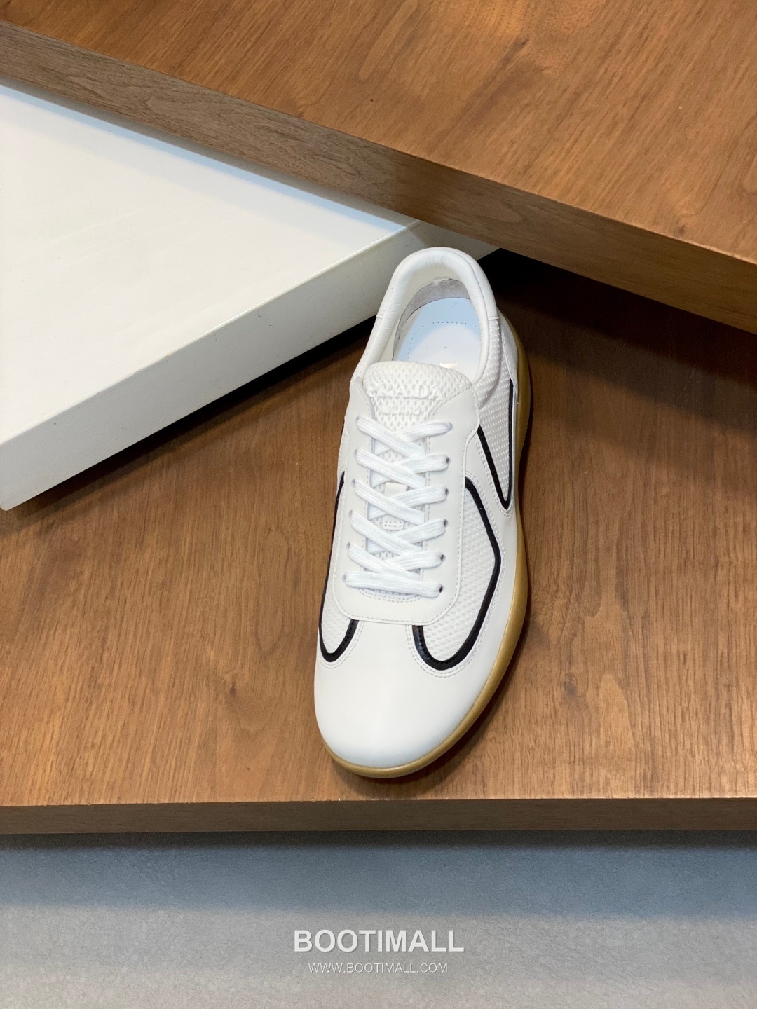 Prada Geometric Panel Runner Calfskin Mesh Khaki Sneakers 프라다 지오메트릭 패널 러너 송아지가죽 메쉬 카키 스니커즈 -9 6