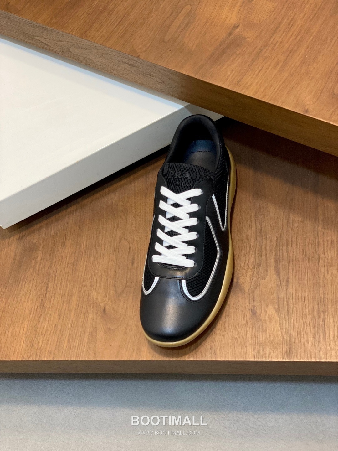 Prada Geometric Panel Runner Calfskin Mesh Khaki Sneakers 프라다 지오메트릭 패널 러너 송아지가죽 메쉬 카키 스니커즈 -9 6