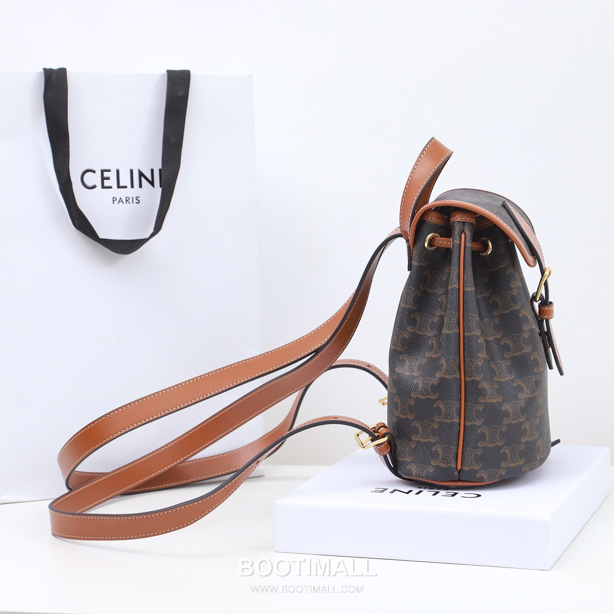 Celine Triomphe Mini Backpack Calfskin Leather Zip Wallet 셀린느 트리옴프 미니 백팩 카프스킨 레더 지퍼지갑 20cm 12