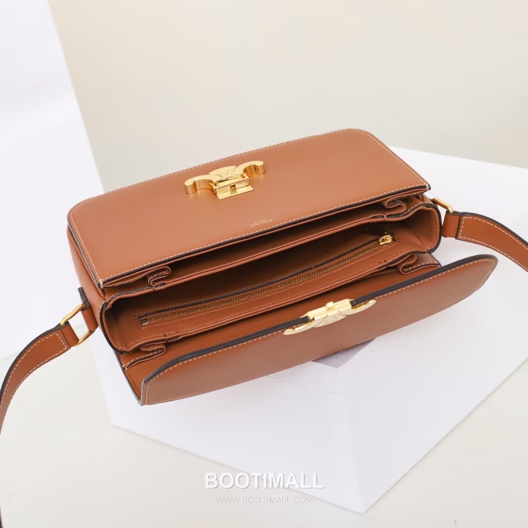 Celine Triomphe Medium Flap Smooth Calfskin Black Long Wallet 셀린느 트리옴프 미디엄 플랩 스무스 카프스킨 블랙 장지갑 22.5cm 15