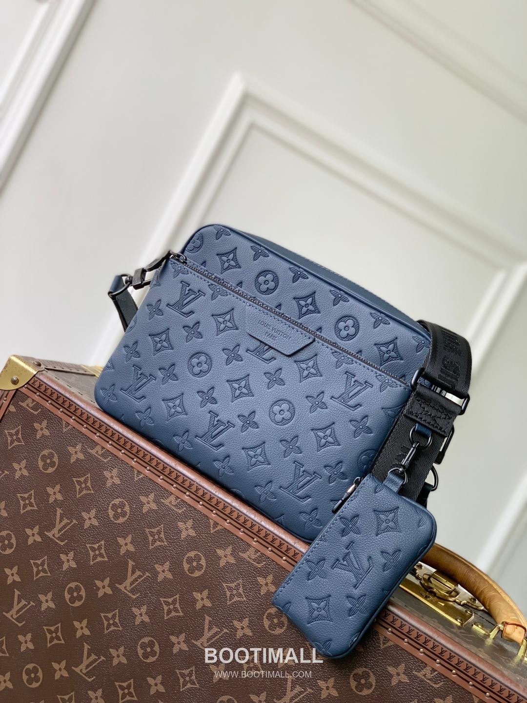Louis Vuitton Trio Monogram Shadow Cowhide Leather Blue Long Wallet 루이비통 트리오 모노그램 섀도우 소가죽 블루 장지갑 25cm 1