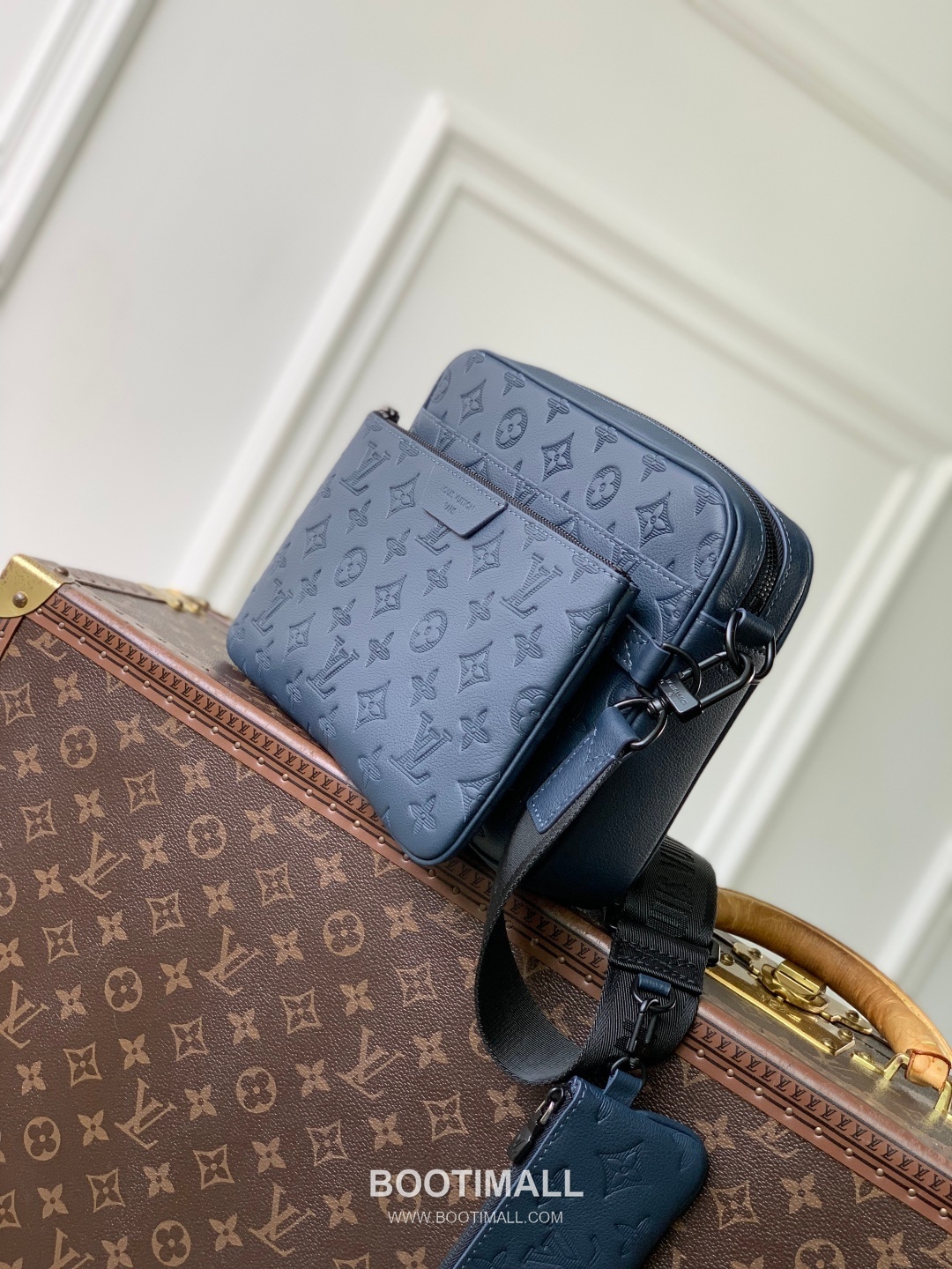 Louis Vuitton Trio Monogram Shadow Cowhide Leather Blue Long Wallet 루이비통 트리오 모노그램 섀도우 소가죽 블루 장지갑 25cm 2