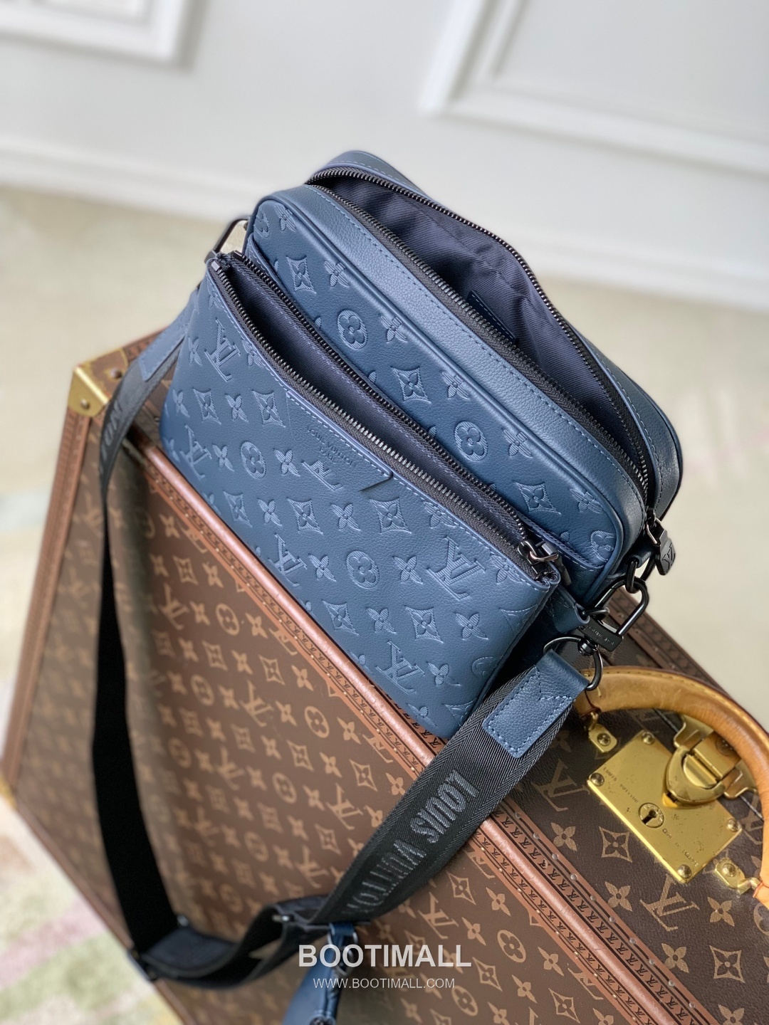 Louis Vuitton Trio Monogram Shadow Cowhide Leather Blue Long Wallet 루이비통 트리오 모노그램 섀도우 소가죽 블루 장지갑 25cm 9