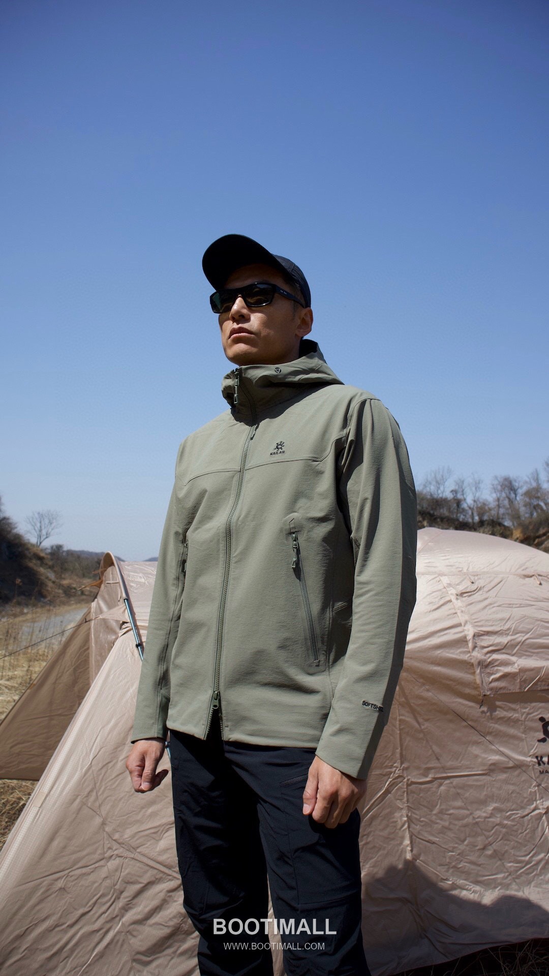 Kailas M8-X Softshell Hoodie Nylon Polyester Elastane Iron Green Windbreaker 카일라스 M8-X 소프트쉘 후디 나일론 폴리에스터 엘라스틴 아이언 그린 바람막이 9