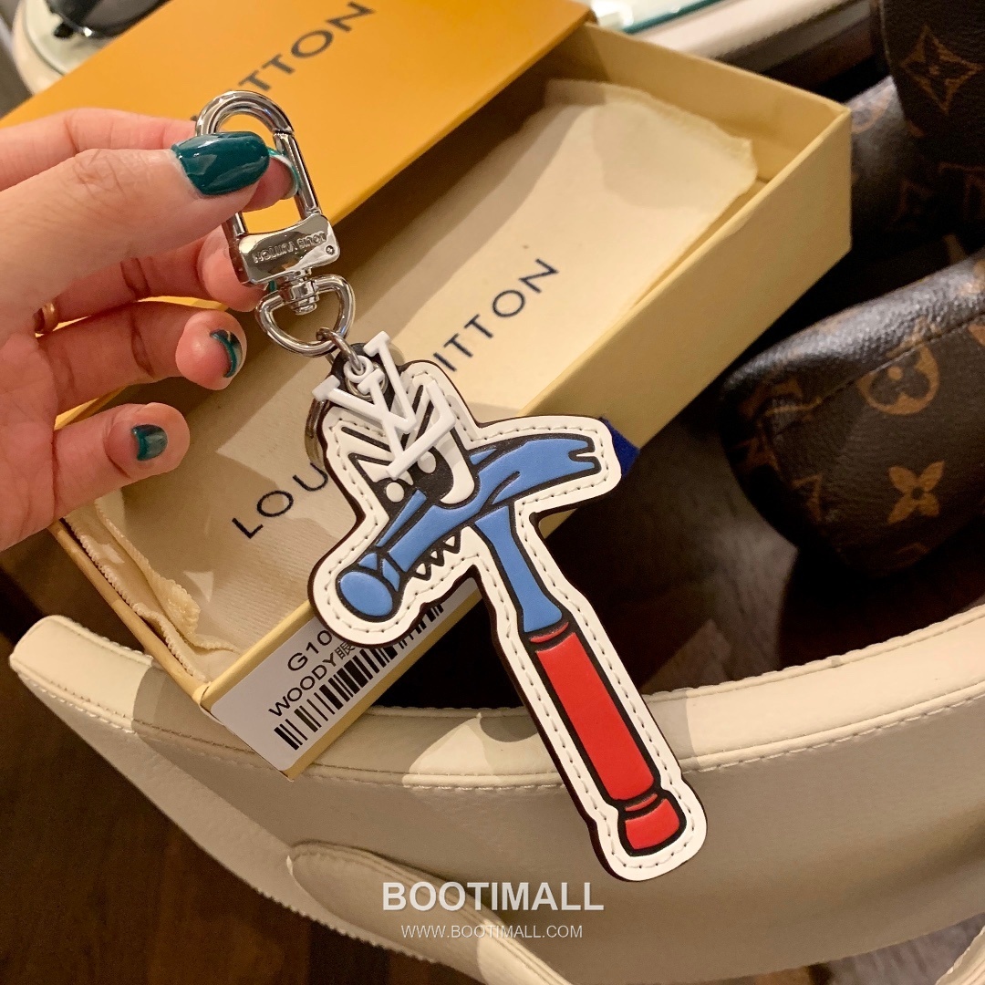 Red-Blue Doll Bag Charm Cowhide Leather Red Keyring 레드블루 인형 백참 소가죽 키링 3