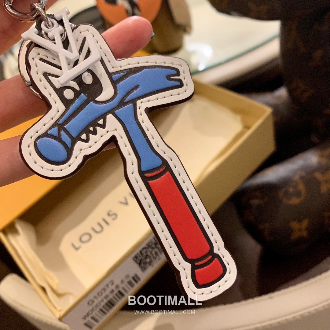 Red-Blue Doll Bag Charm Cowhide Leather Red Keyring 레드블루 인형 백참 소가죽 키링 4