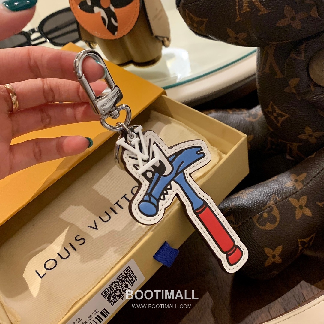 Red-Blue Doll Bag Charm Cowhide Leather Red Keyring 레드블루 인형 백참 소가죽 키링 7