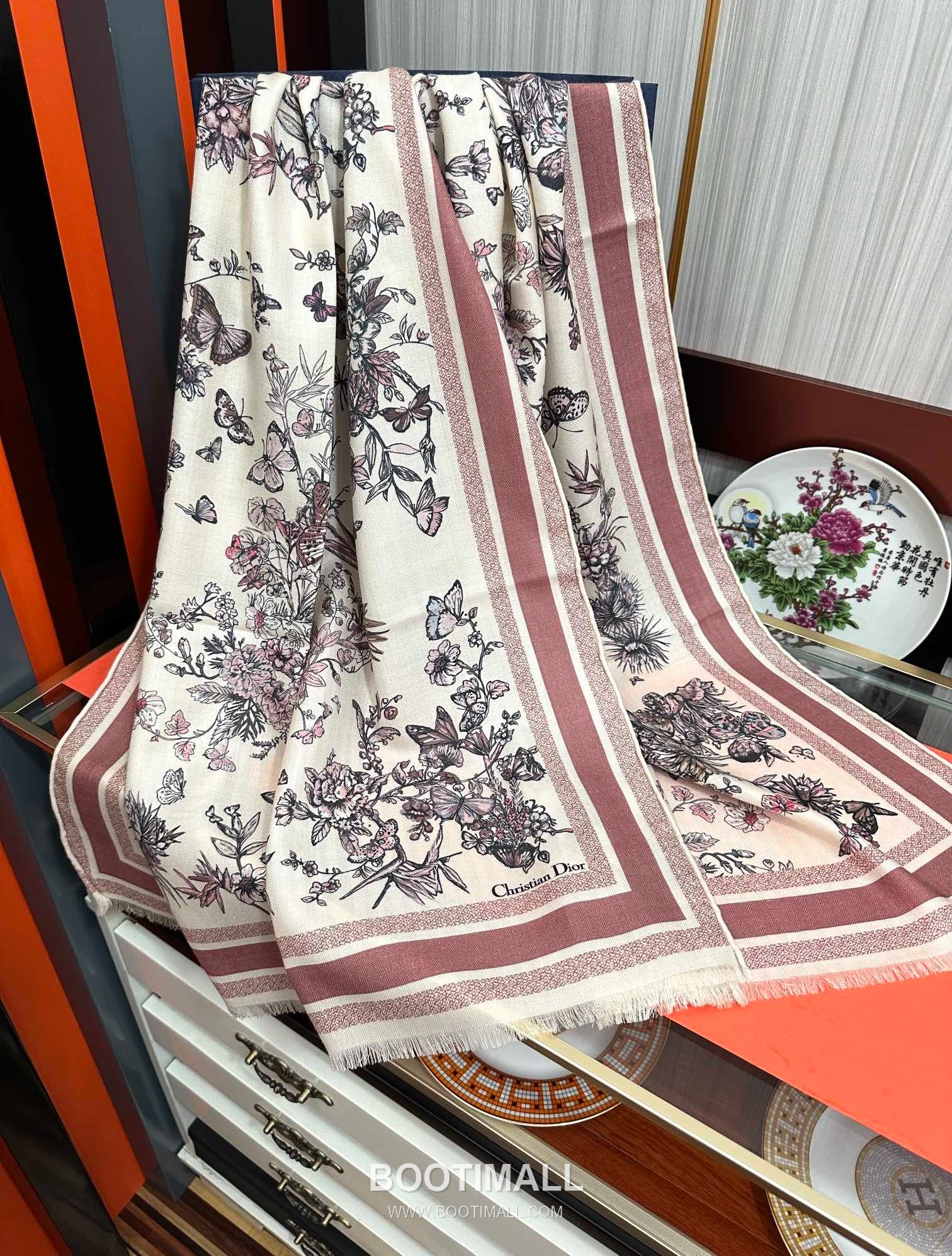 Dior Floral Double-Face Stole Cashmere Scarf 디올 플로럴 더블페이스 숄 캐시미어 스카프 185CM 5