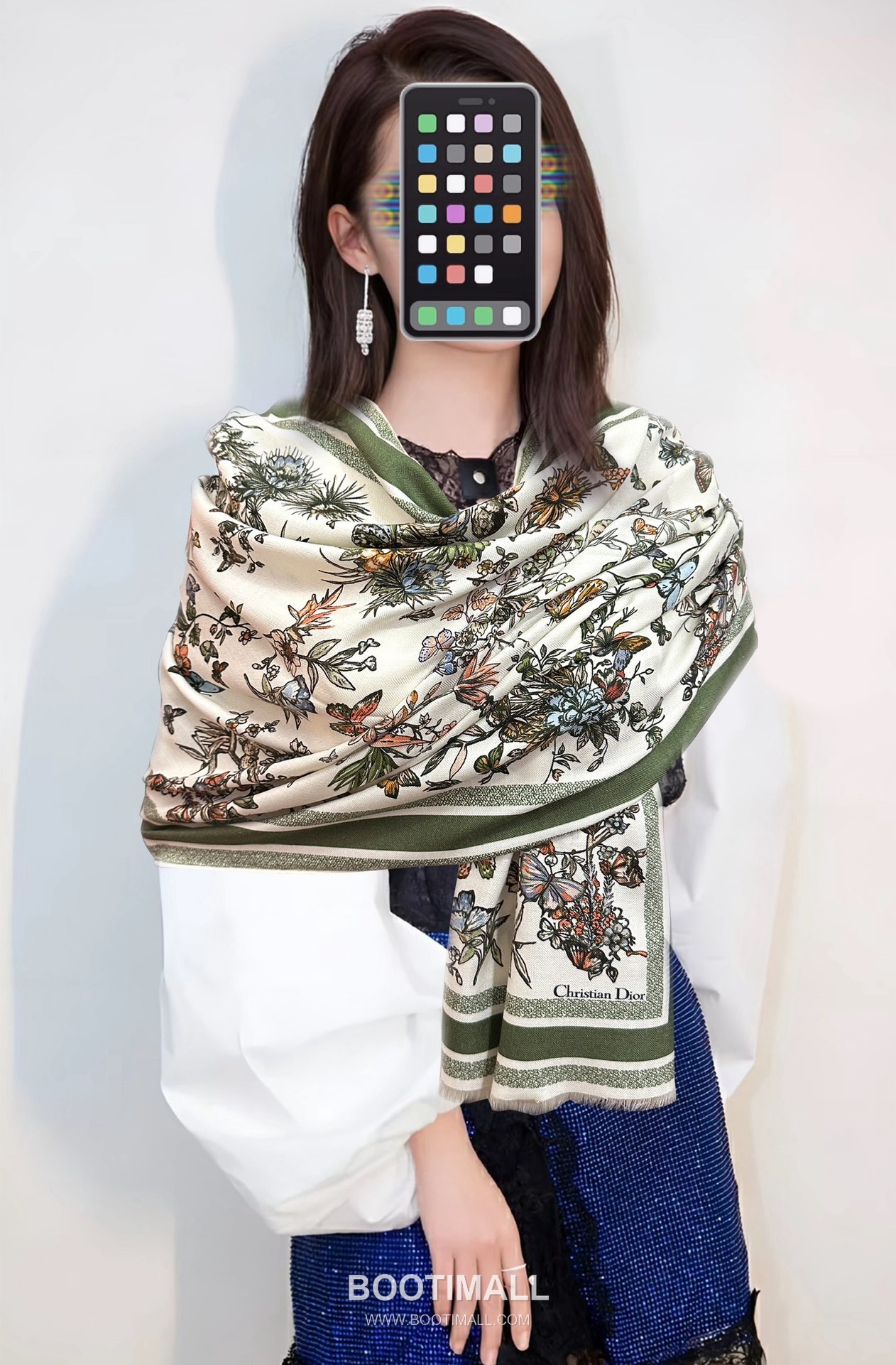 Dior Floral Double-Face Stole Cashmere Scarf 디올 플로럴 더블페이스 숄 캐시미어 스카프 185cm 1