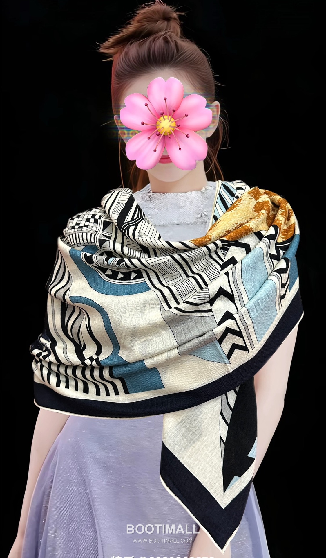 Hermes Ronds de Marche Silk, Cashmere Shawl 에르메스 롱드 드 마르슈 실크, 캐시미어 숄 140CM 1